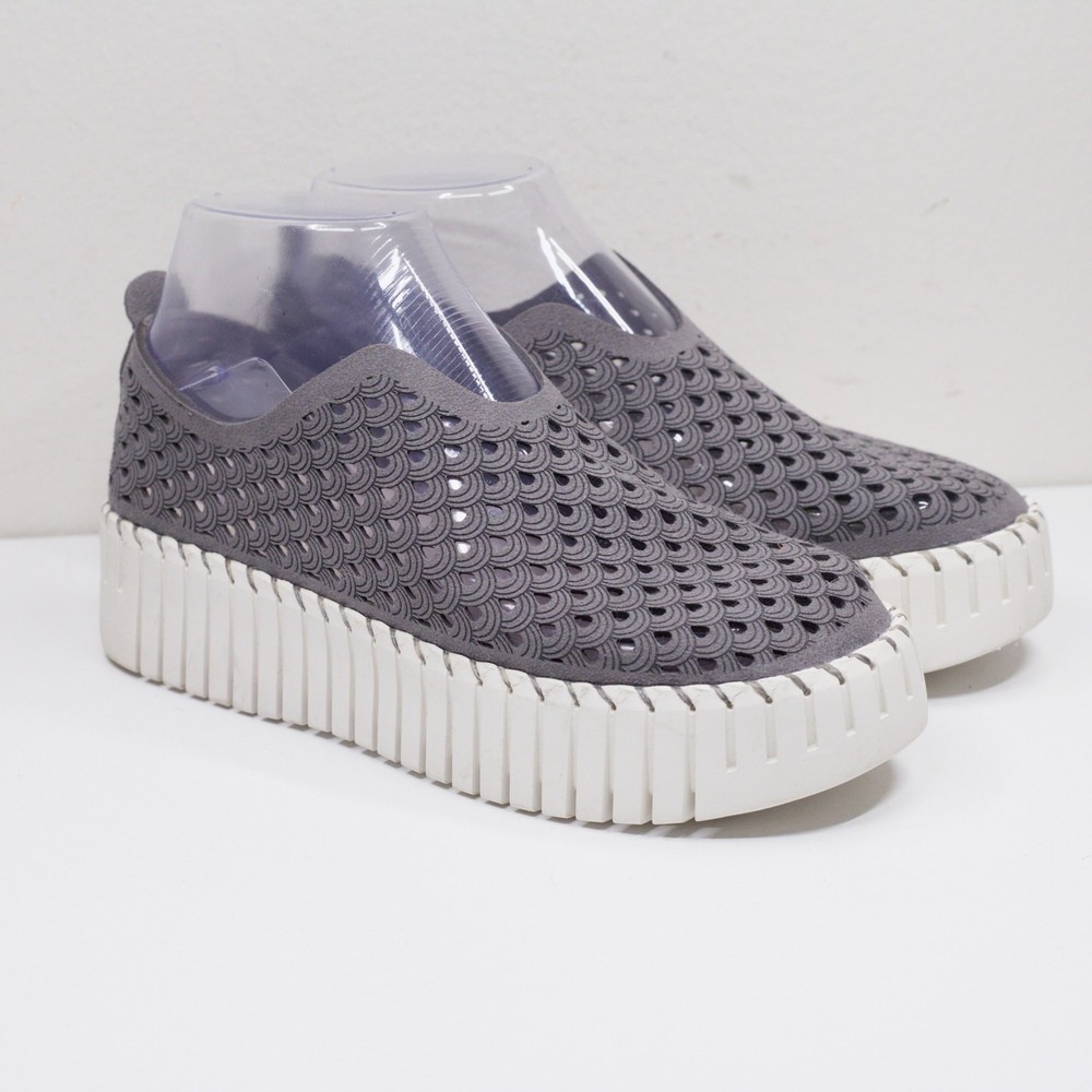 PROJECT CLOUD Daffodil Laser Cut Slip On Platform Sneaker Grey Sz 6